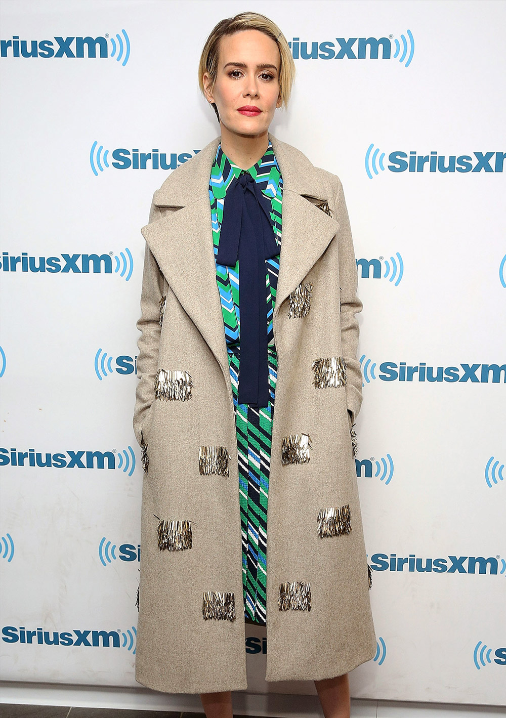 Sarah Paulson cosy coats outfit