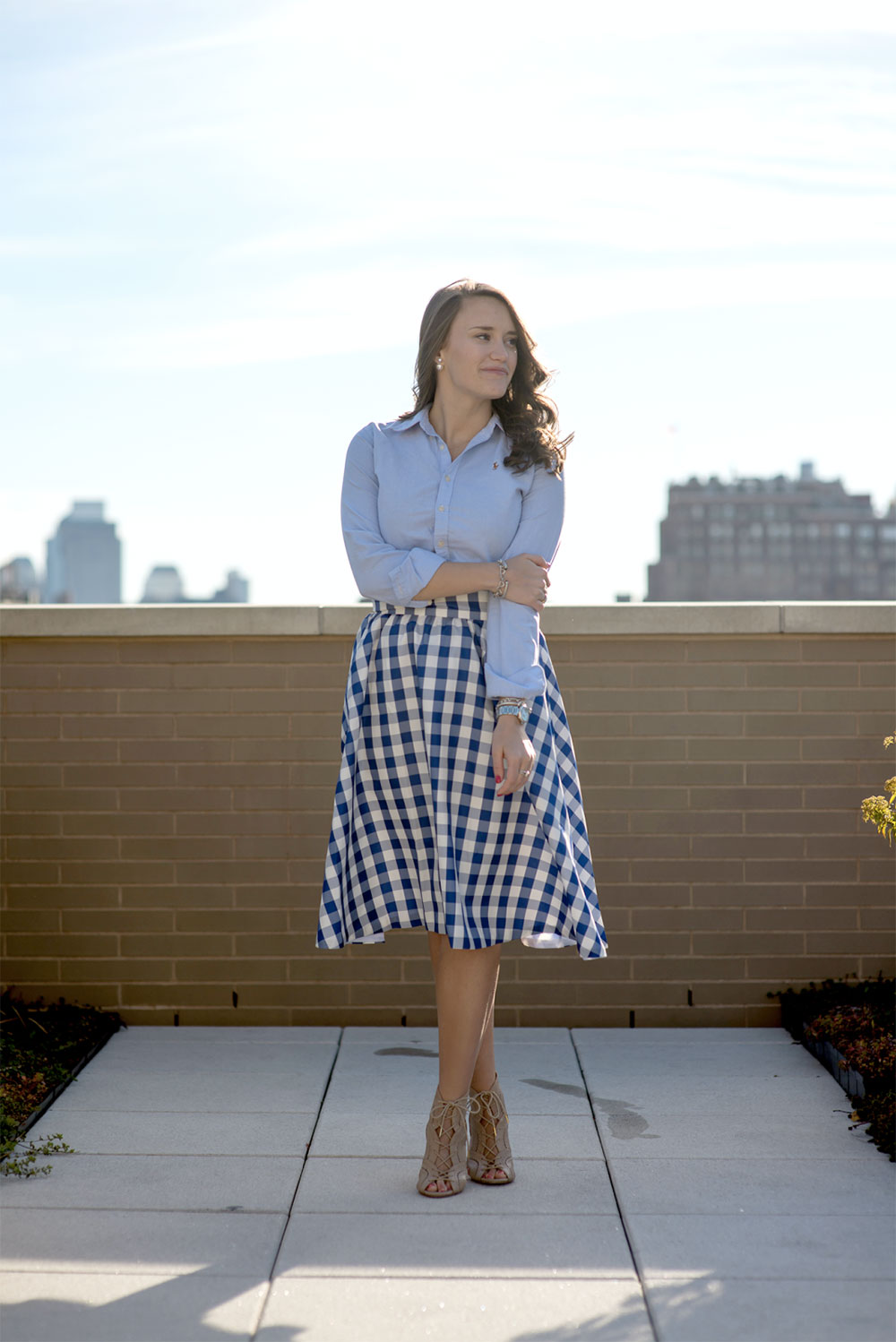 gingham skirt daily outfit