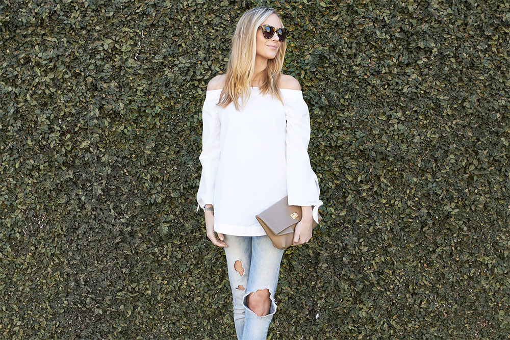 off the shoulder top outfit