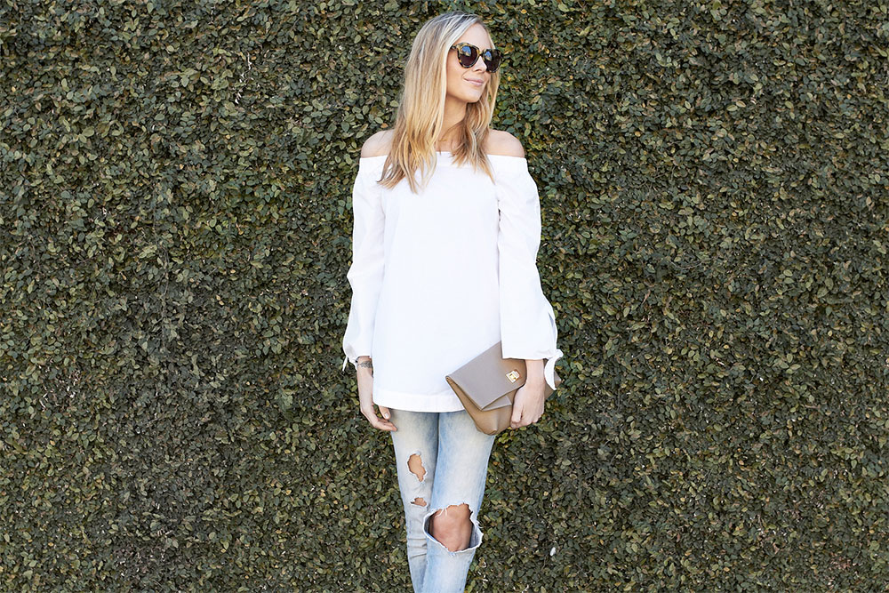 off the shoulder top outfit