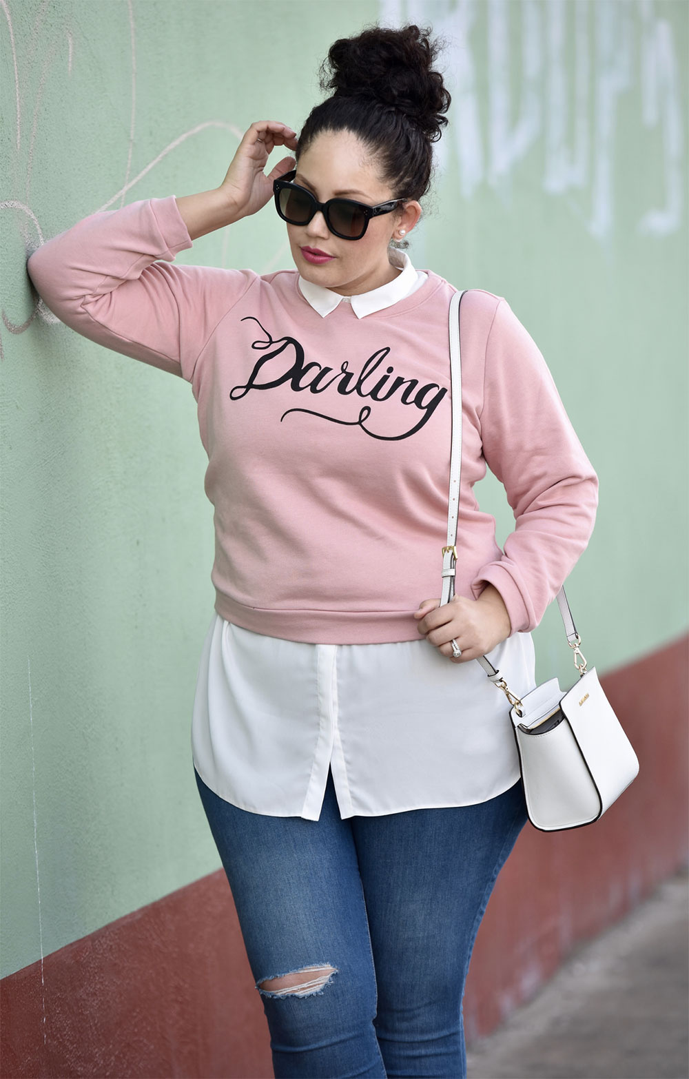 pink sweatshirt