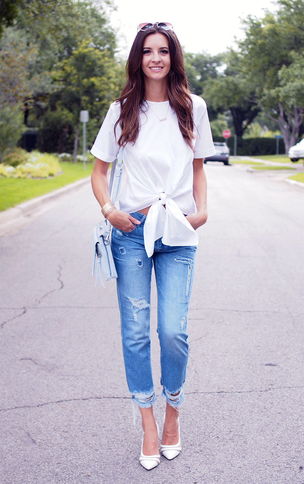 tie front white top