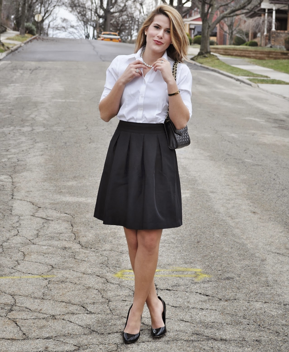 black white office outfit