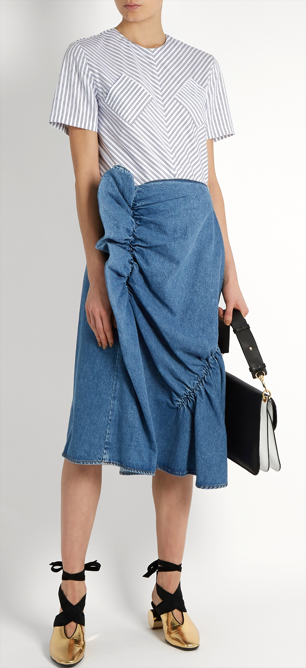 ruffled denim skirt