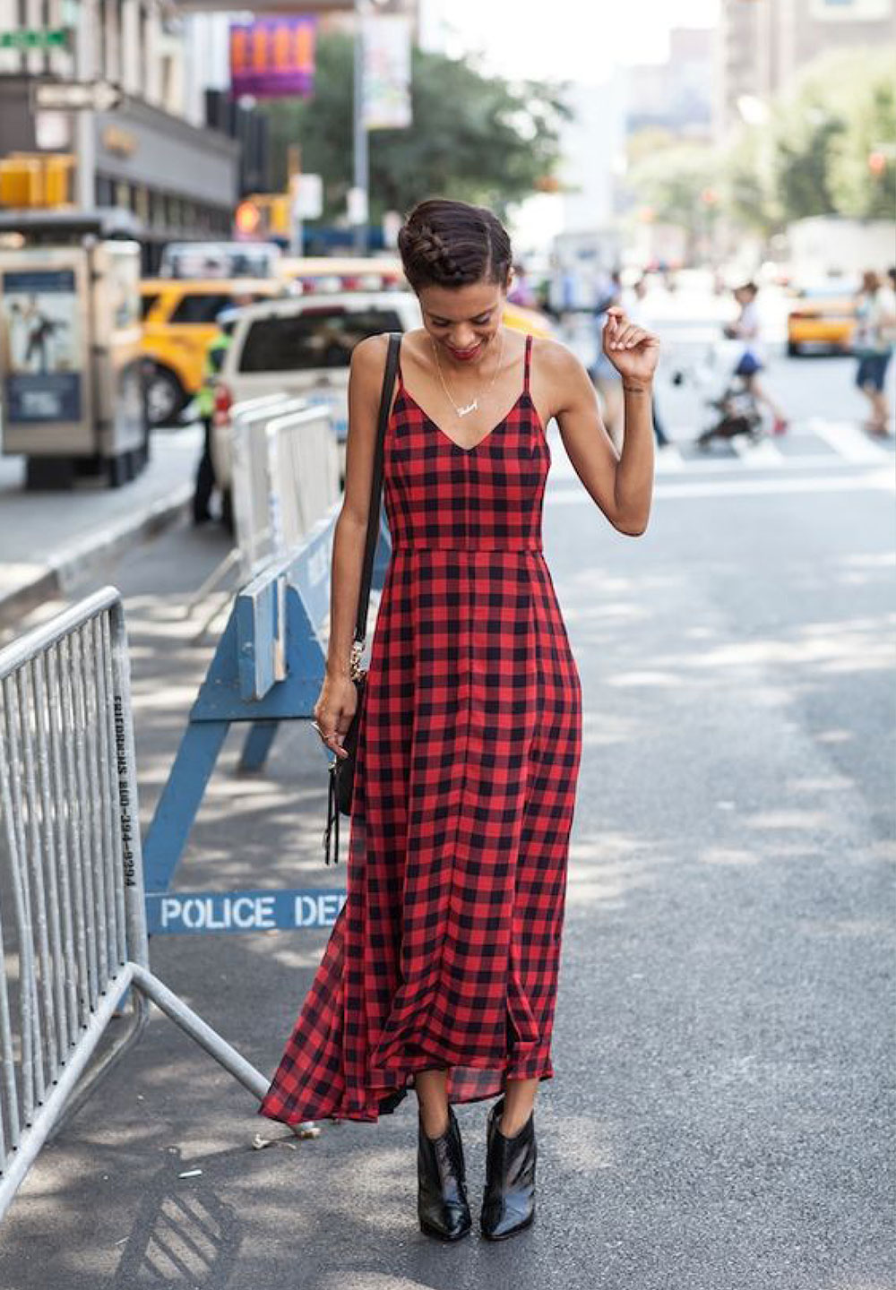 gingham maxi dress