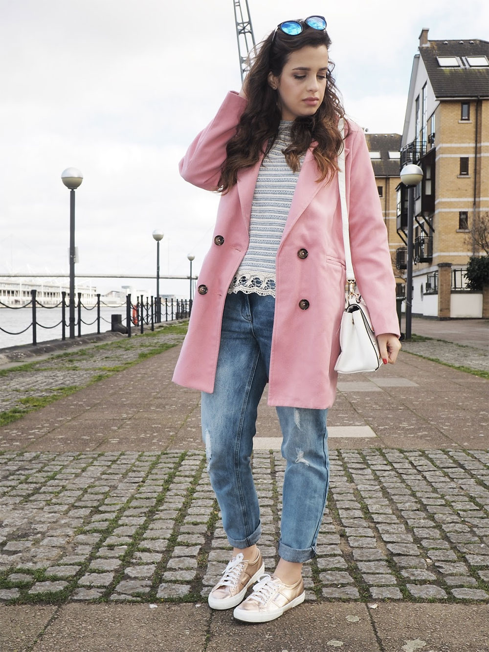 pink coat outfit