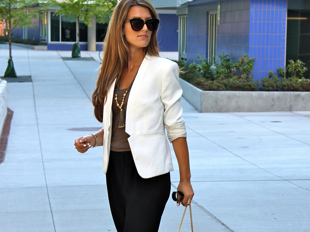 white blazer formal outfit