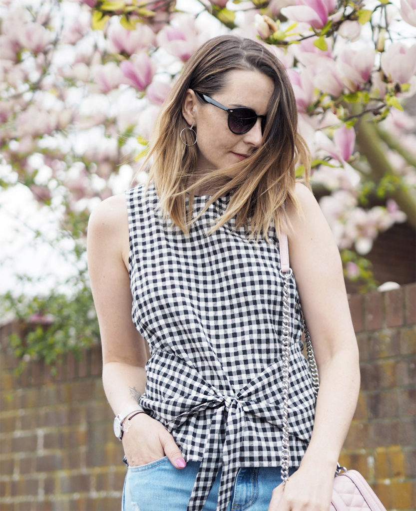 tie front gingham top