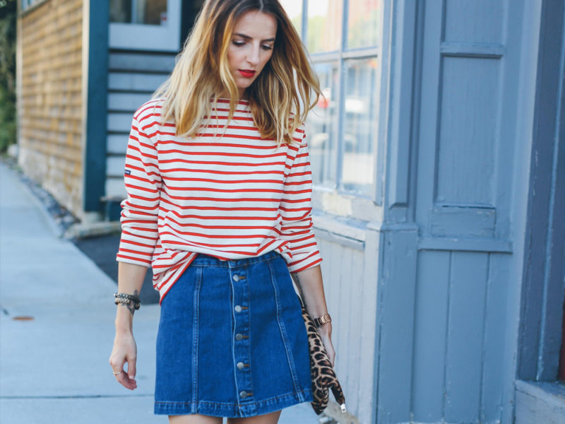 denim skirt outfit ideas