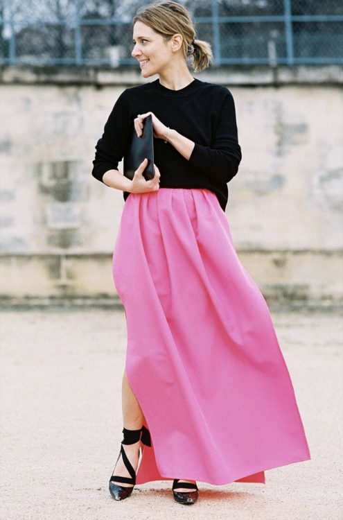 pink maxi skirt