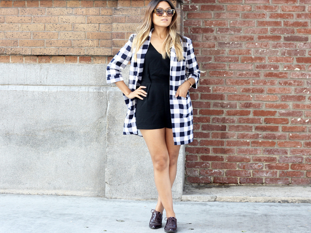 checkered outfit