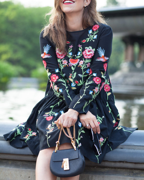 embroidery black dress