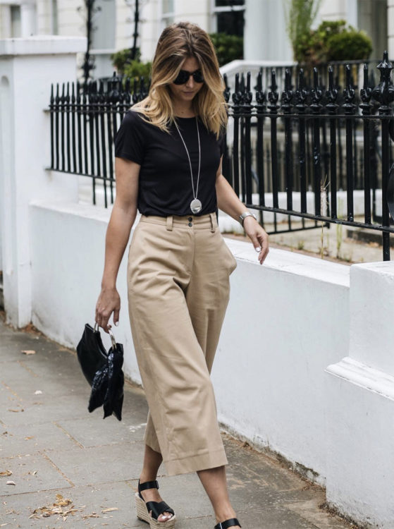 black top and bottom outfit