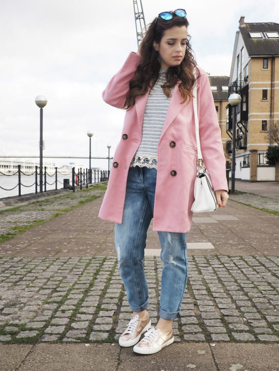 pink coat outfit