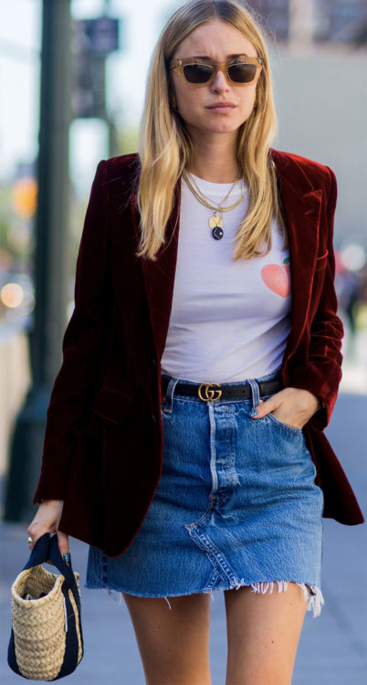 red velvet blazer