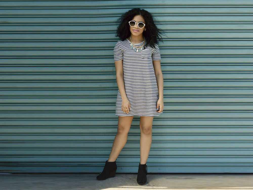 striped dress outfit